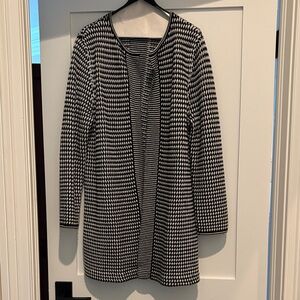 Talbots Black and White Houndstooth Long Cardigan